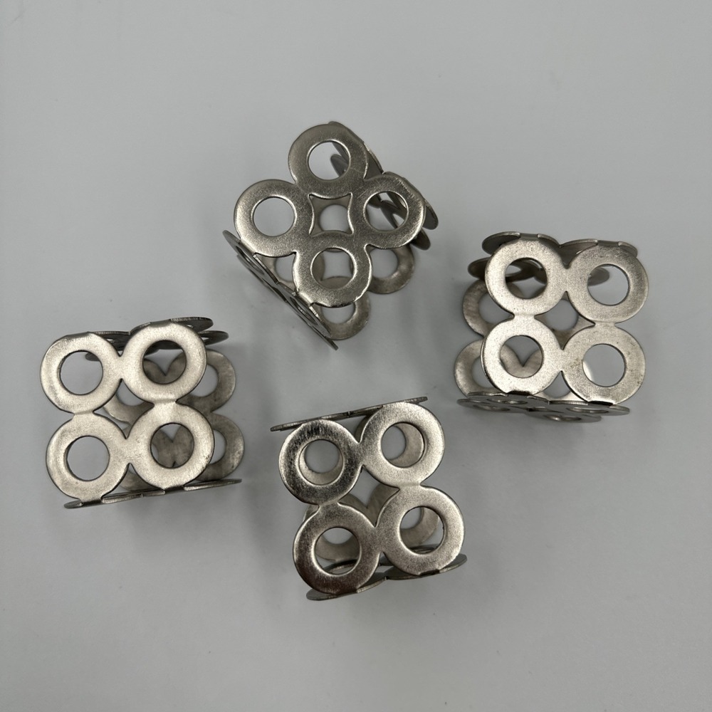 Napkin Rings Metal Set Of 4 Square Shape Geometric Circle Cutout Design Modern‎